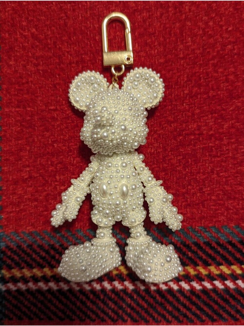 Disney X BaubleBar Pearl Mickey Mouse Bag Charm Keychain Gold-Tone Hardware Eleg